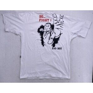 Bad Boy Martial Arts Fighter Graphic T-Shirt White Men’s Size XL Brazil Made